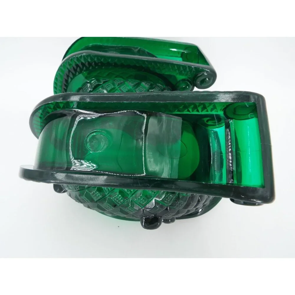 Vintage Green Hard Plastic Christmas Sleigh Candy Dish Pair of 2